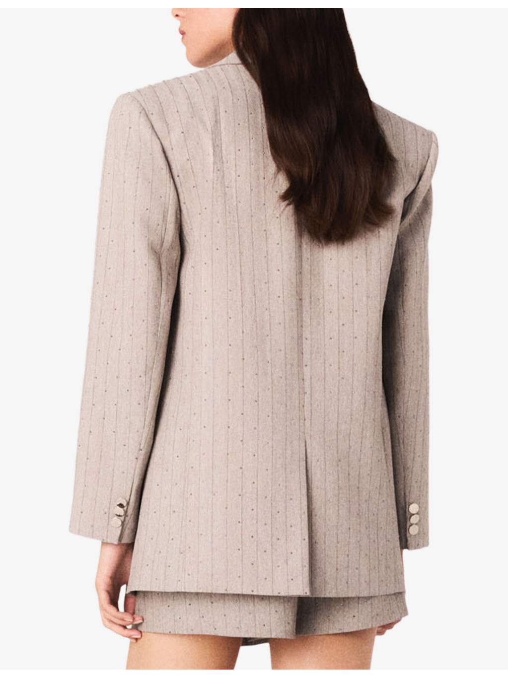 Rhinestone-Embellished Single-Breasted Stretch-Woven Blazer - 4