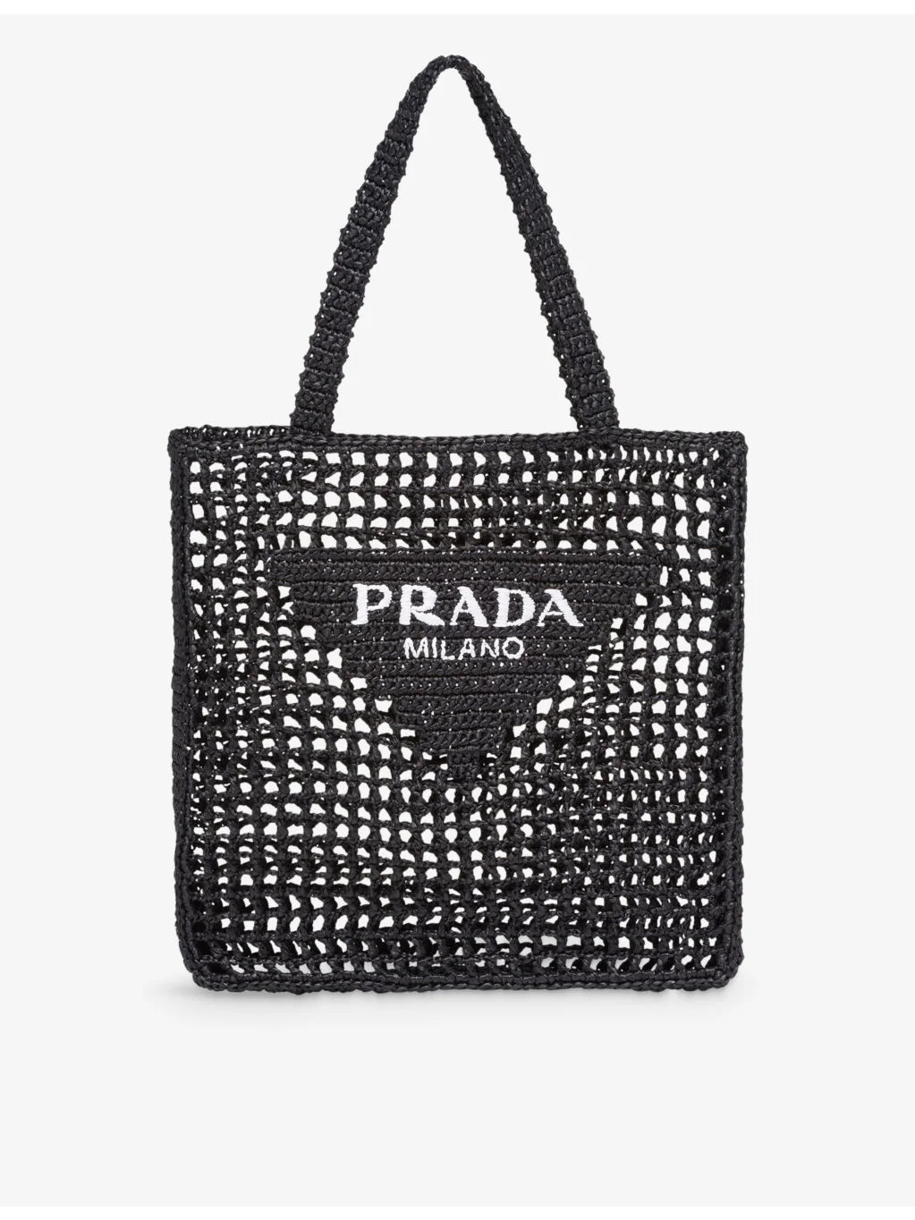 Logo-embellished crochet viscose tote bag - 1