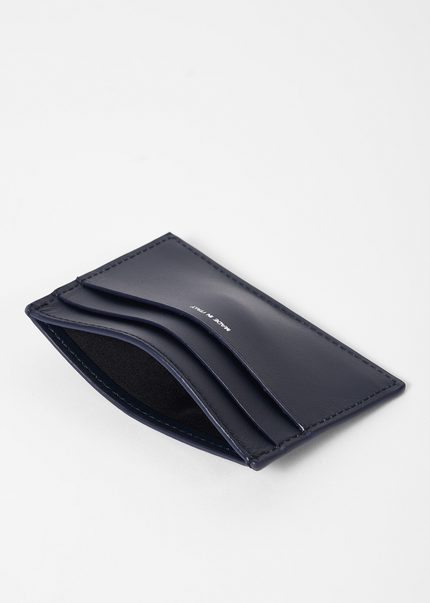 Navy Woven Leather 'Signature Stripe' Pinstripe Credit Card Holder - 3