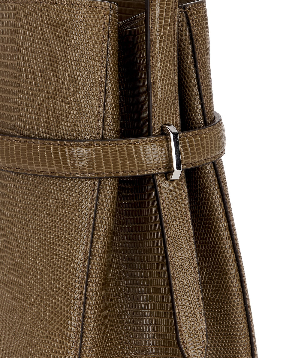 Belted Lizard Embossed Bucket Bag - 7