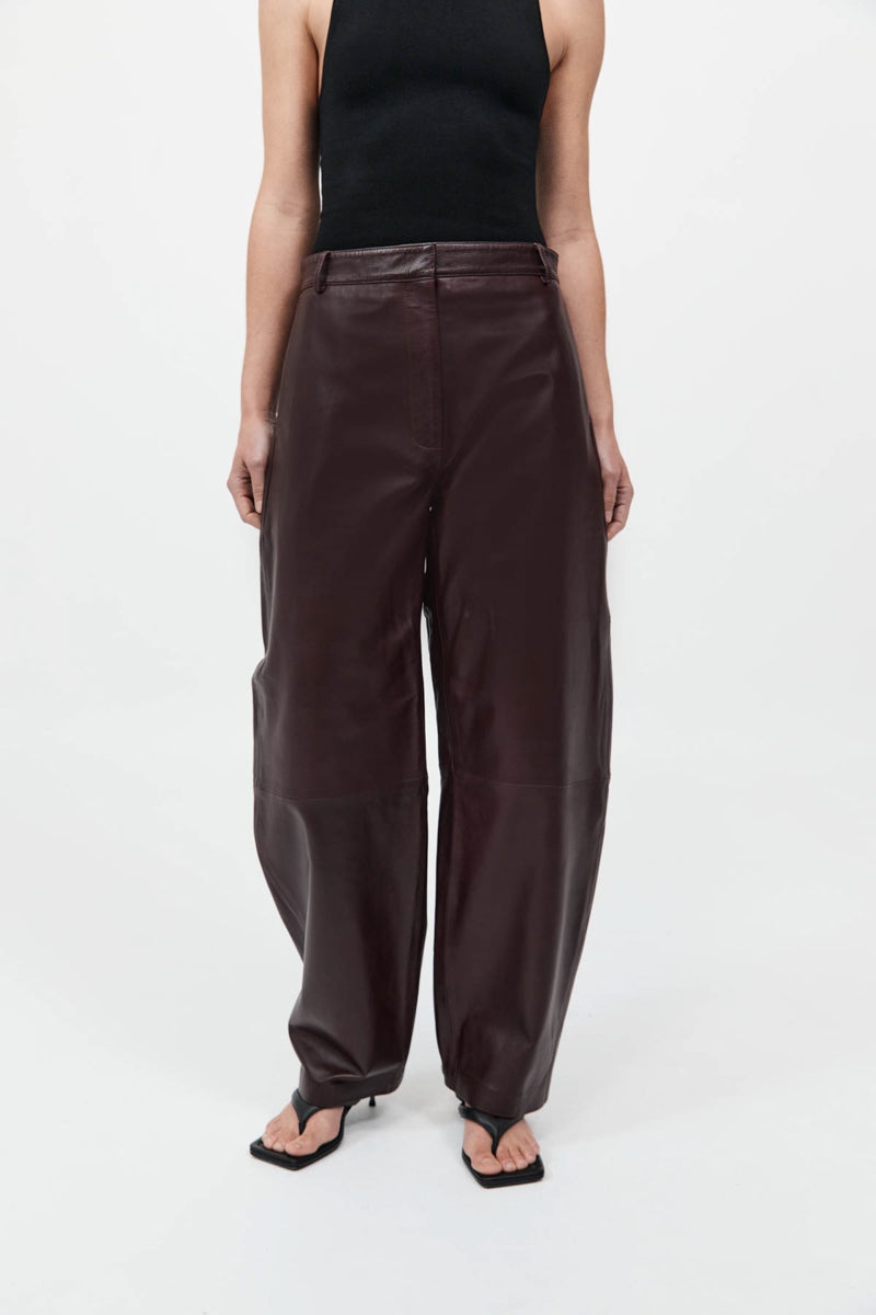 Leather Balloon Pants - Bordeaux - 3