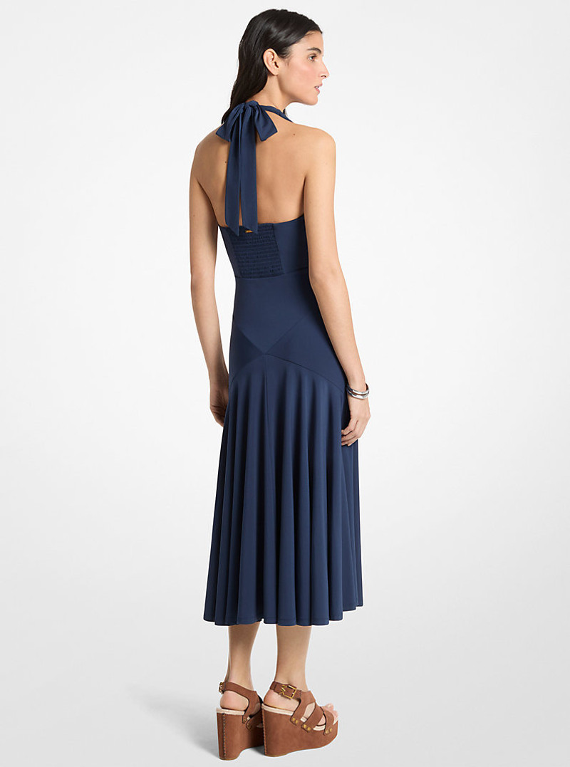 MICHAEL KORS Stretch Matte Jersey Halter Midi Dress outlook