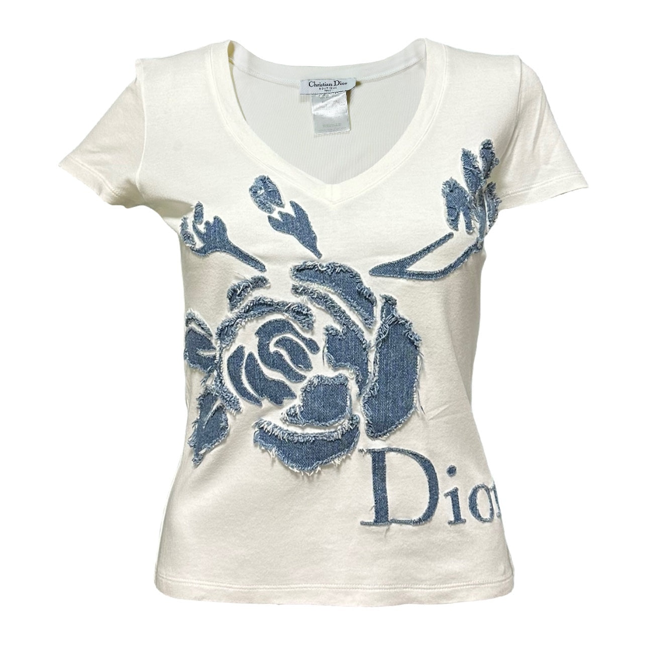 CHRISTIAN DIOR Spring Summer 2005 Denim Flower Patchwork T-Shirt - 1