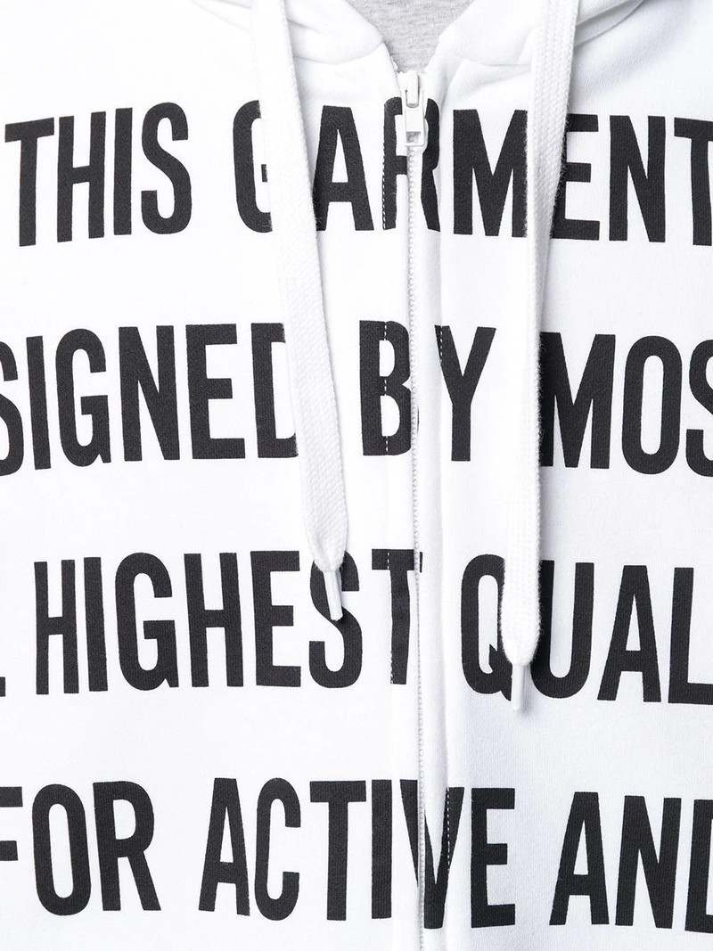 slogan-print zip-front hoodie 5