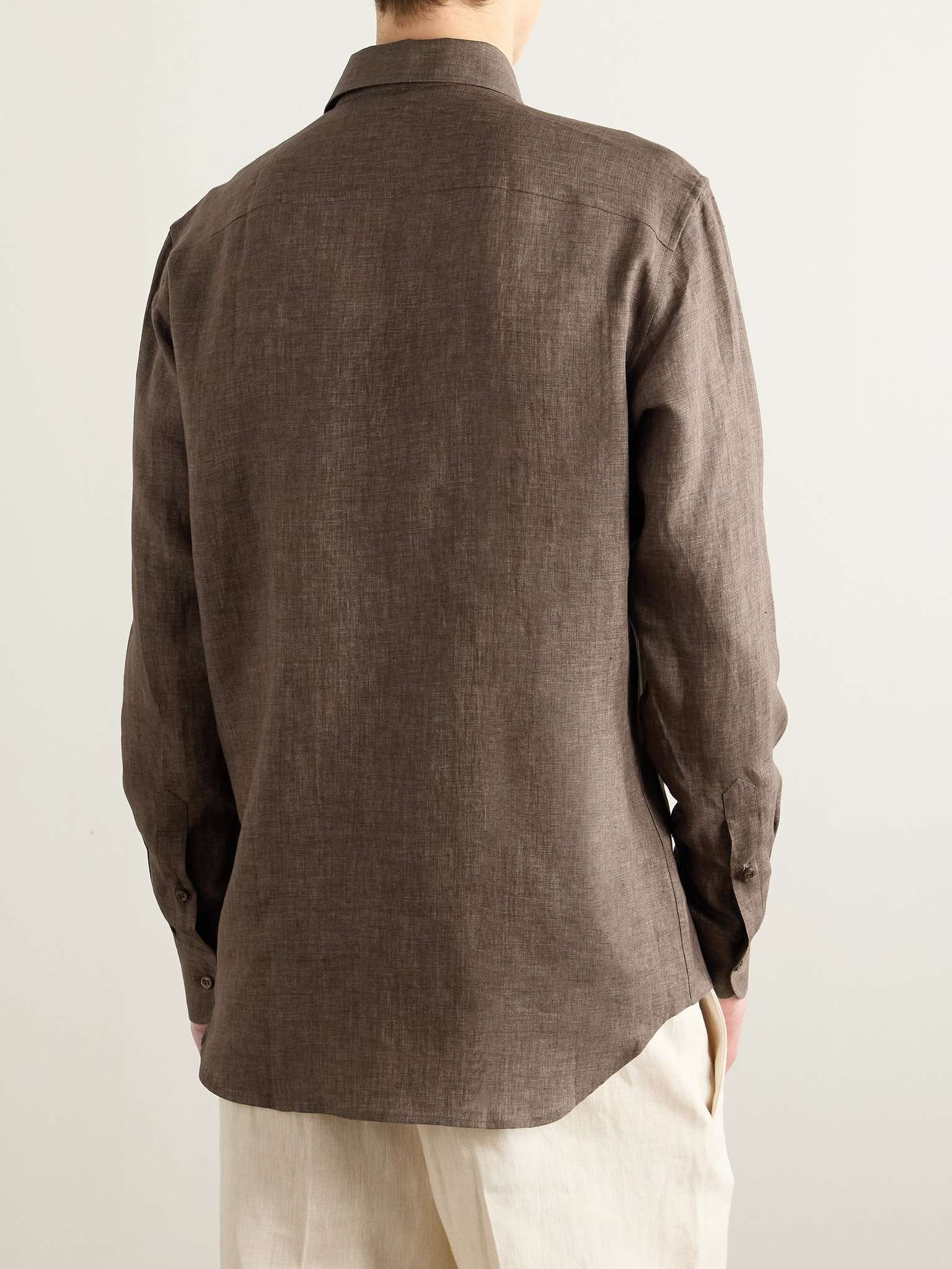Button-Down Collar Linen Shirt - 4