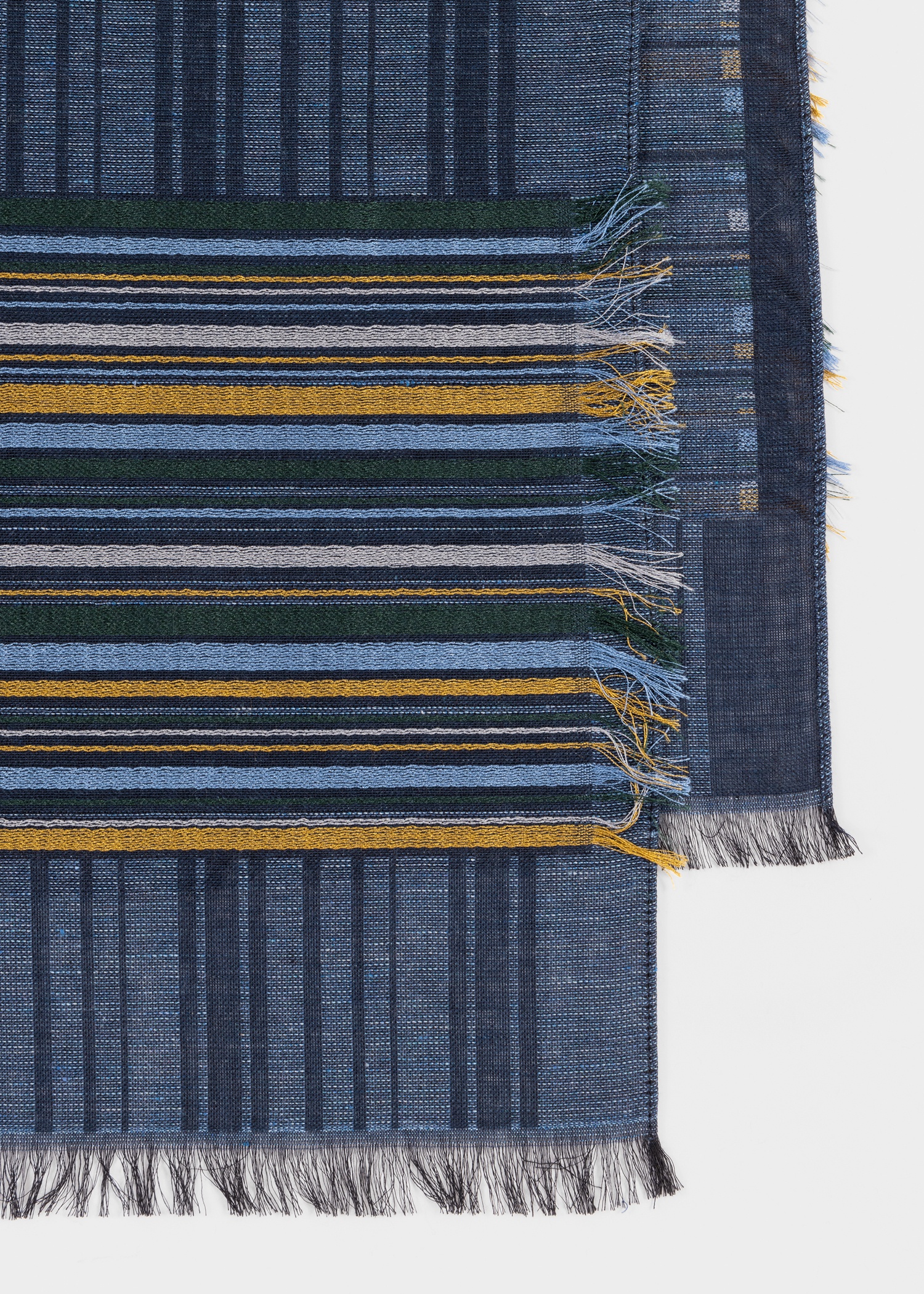 Navy Cotton and Silk-Blend Stripe Scarf - 2