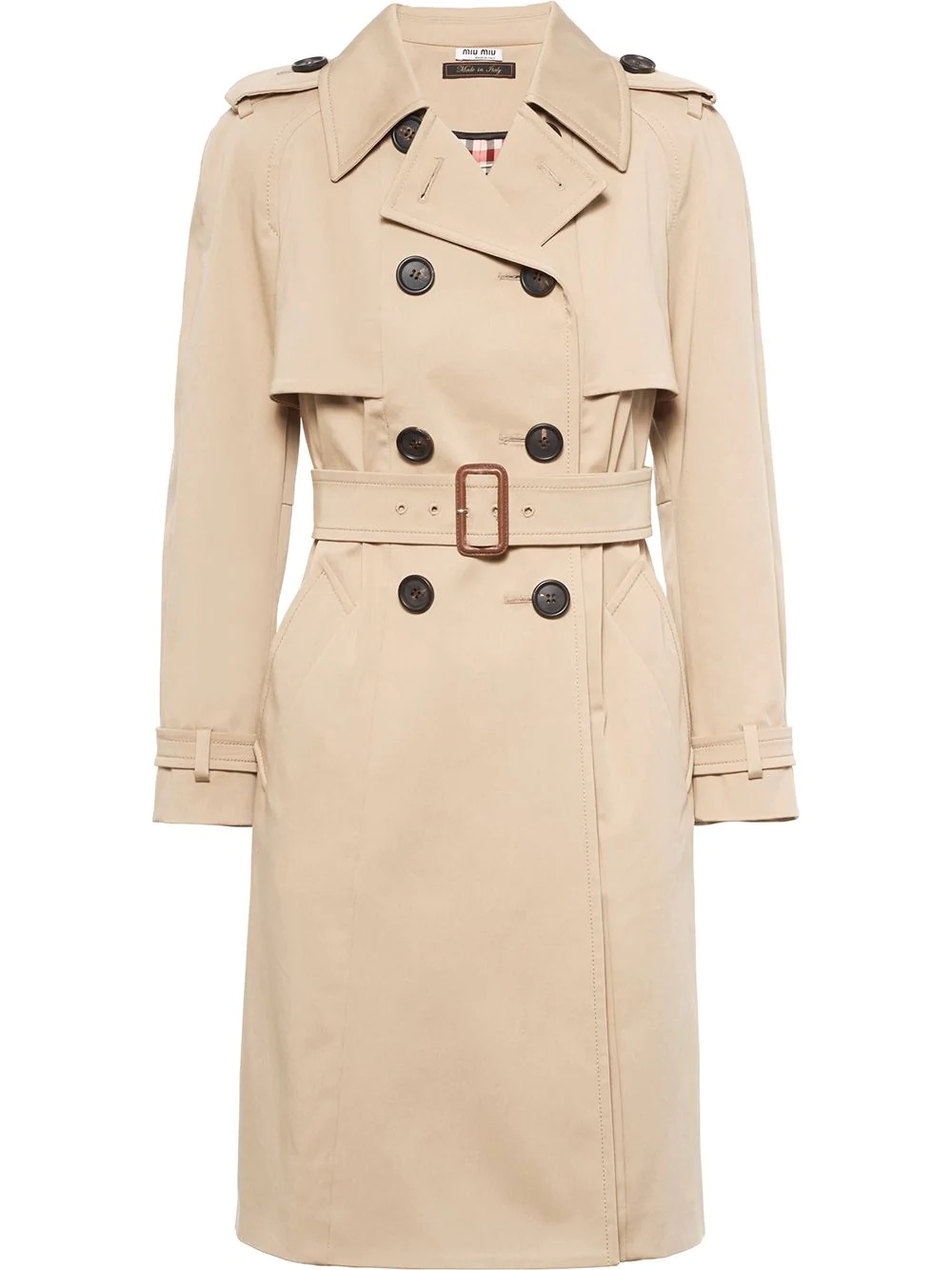 double-breasted belted trench coat - 1