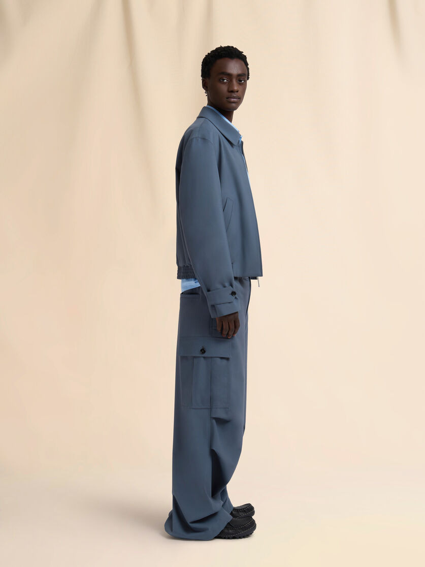 LIGHT BLUE ORGANIC POPLIN SHIRT WITH PEEPING MARNI LOGO - 5
