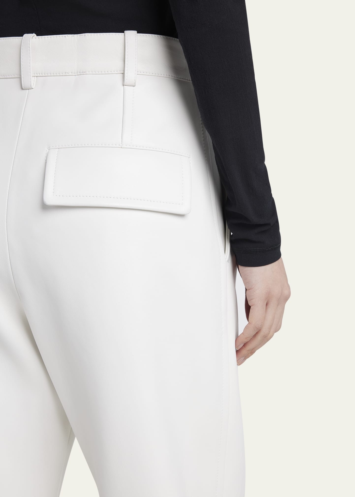 Napa Leather Rounded Leg Trousers - 5