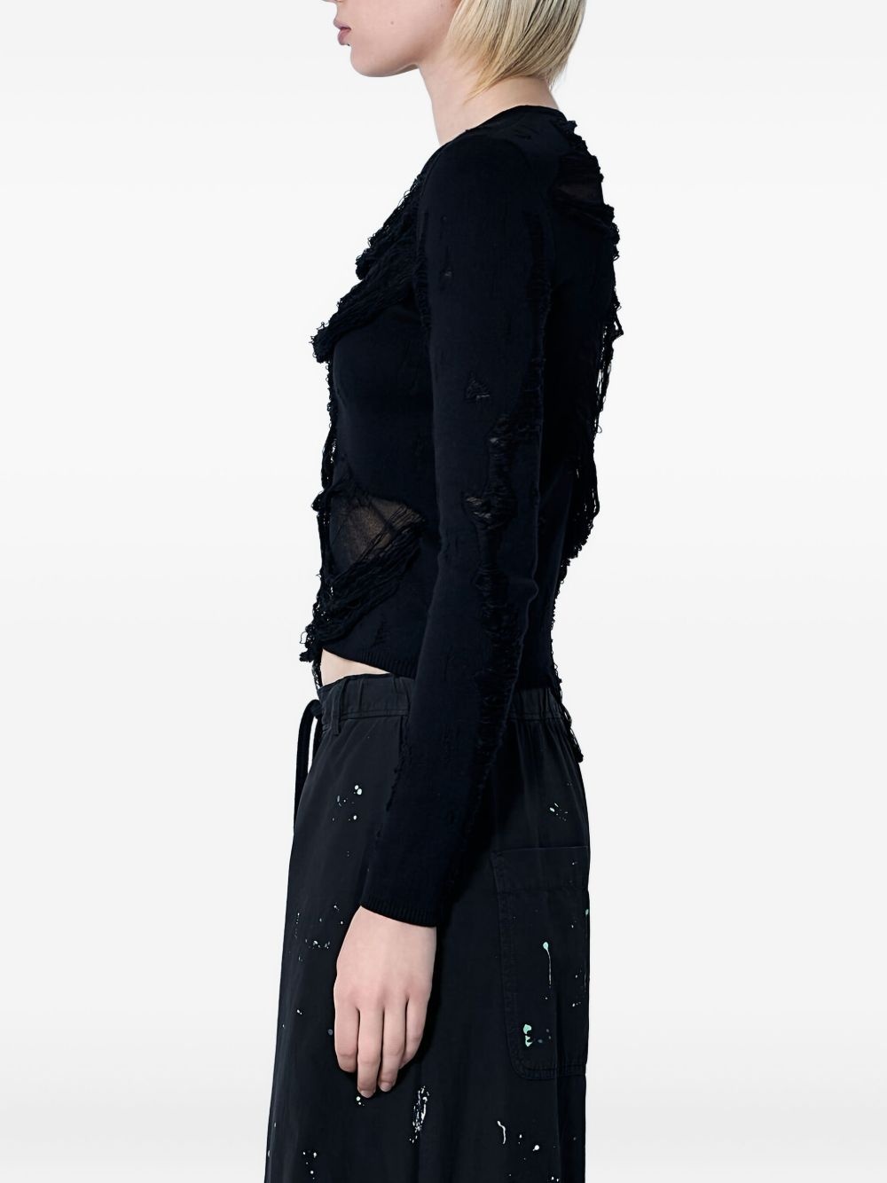 distressed crew-neck sweater - 3