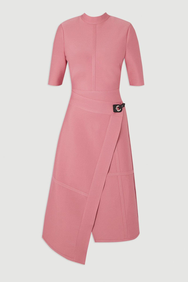Petite Figure Form Bandage Asymmetric Knit Midi Dress - 1