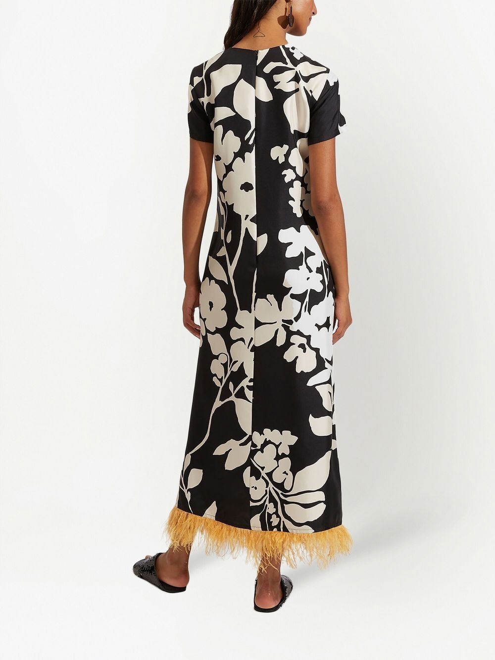 Swing feather-trim silk maxi dress - 3