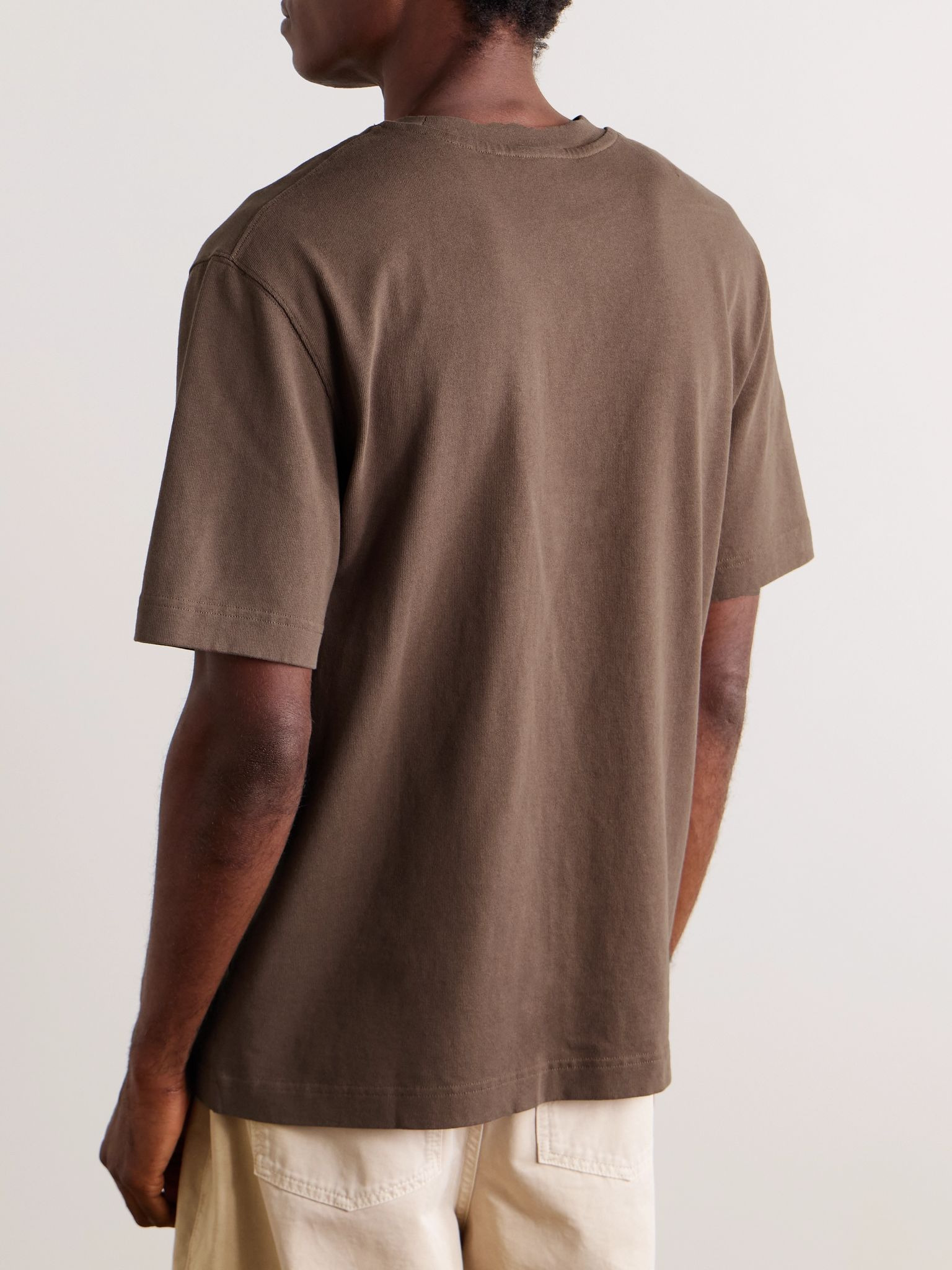 Logo-Appliquéd Cotton-Jersey T-Shirt Chocolate - 4
