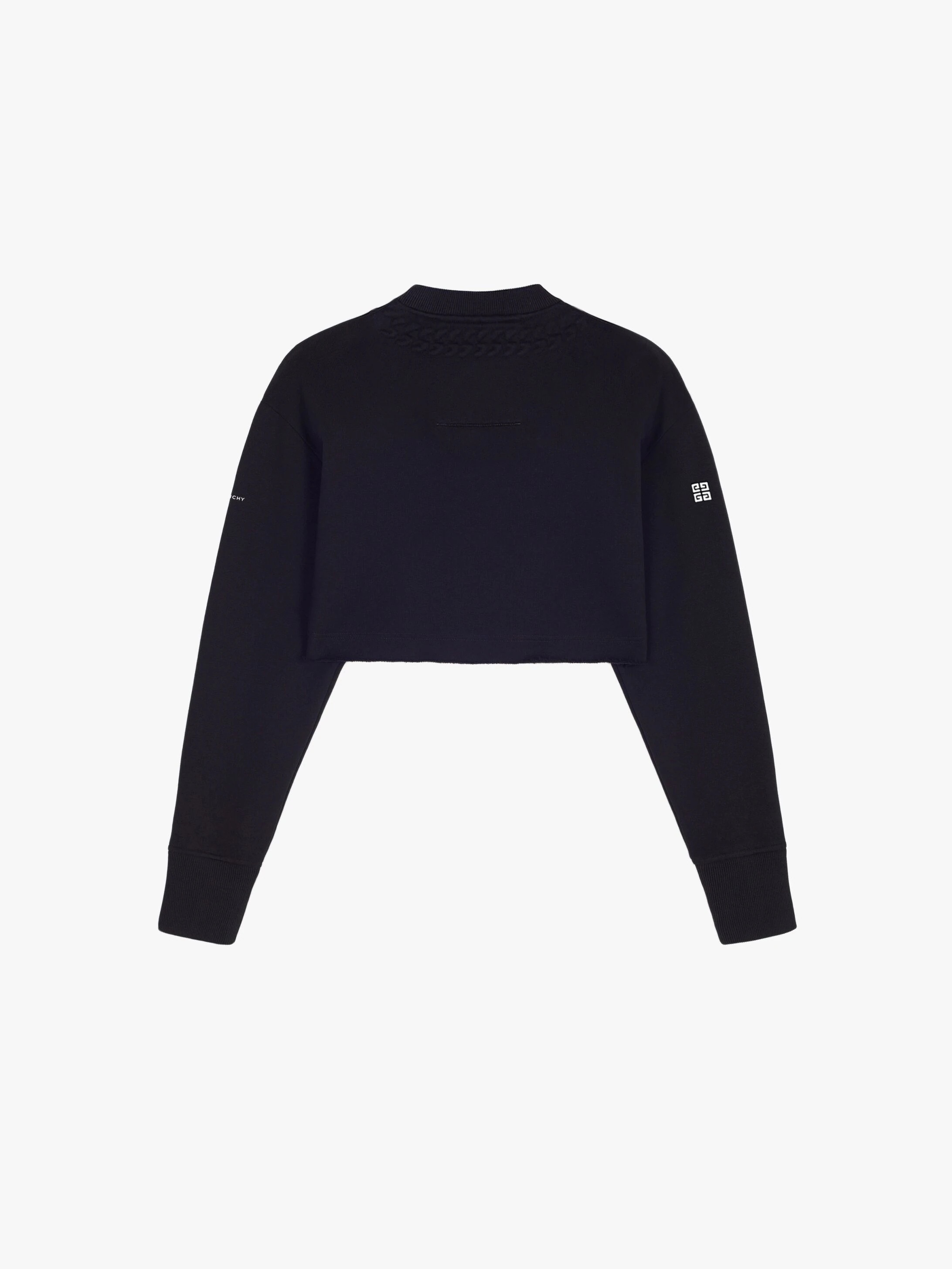 CROPPED SWEARSHIRT WITH EMBOSSED CHAIN COLLAR - 2