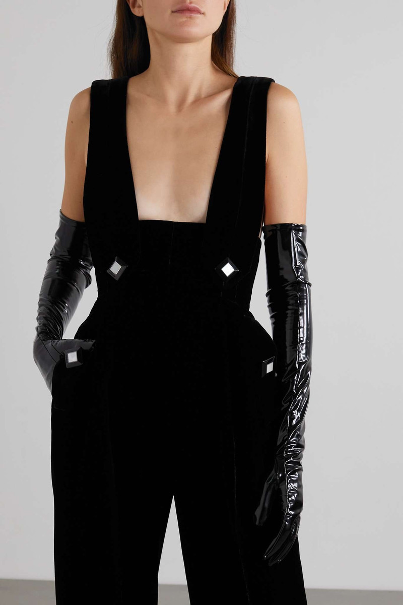 Dark Sensuality open-back embellished velvet jumpsuit 3