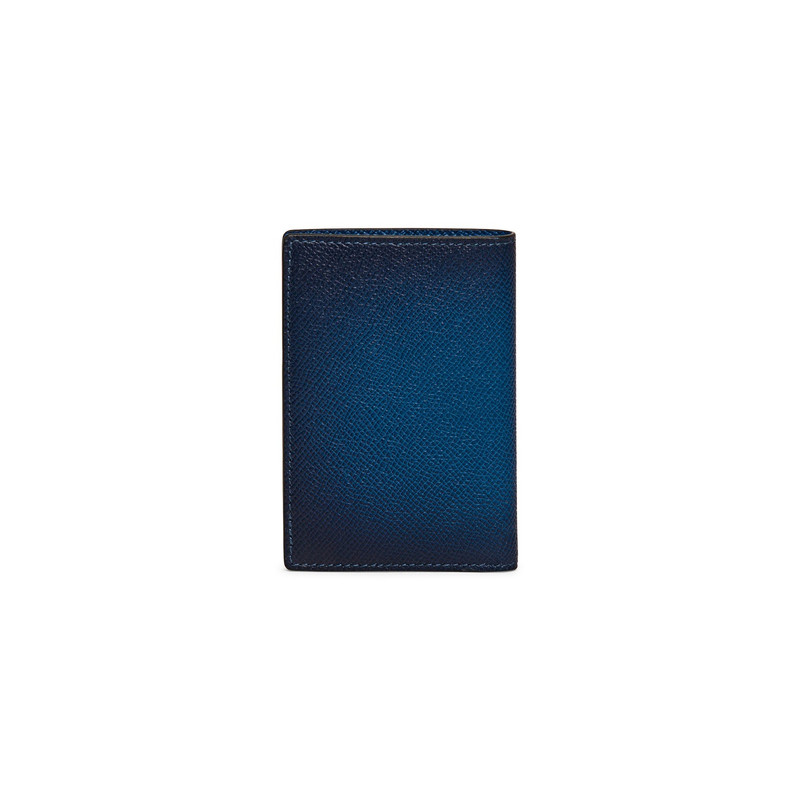 Santoni Blue saffiano leather vertical wallet outlook