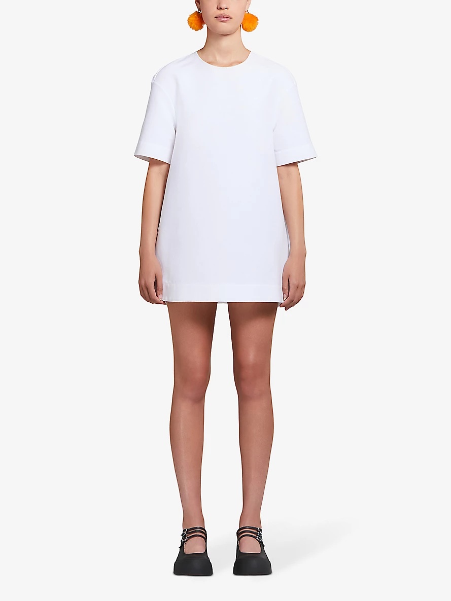 Round-neck short-sleeve cotton mini dress - 2