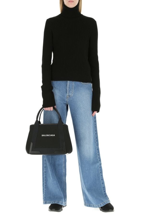 ハンドバッグ Balenciaga Balenciaga Black Canvas Small Cabas Navy Handbag Balenciaga Navy Small Cabas Tote | Vivrelle