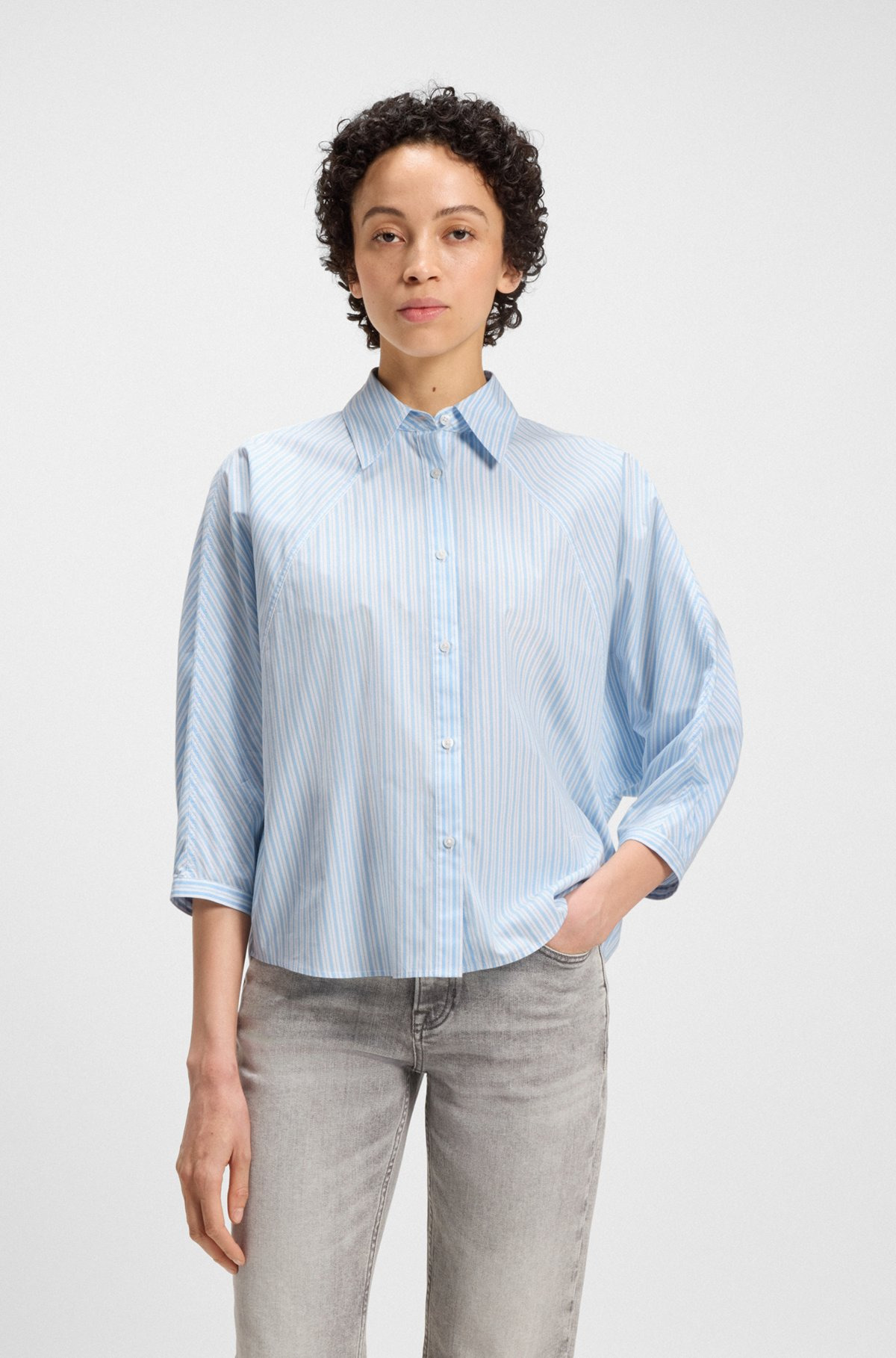 RELAXED-FIT BLOUSE IN STRIPED COTTON POPLIN - 2