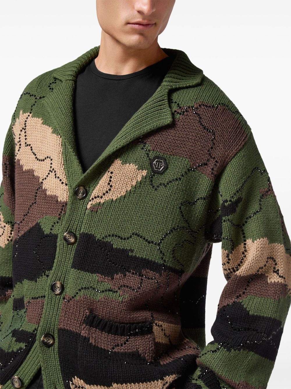 V-neck intarsia-knitted cardigan - 5