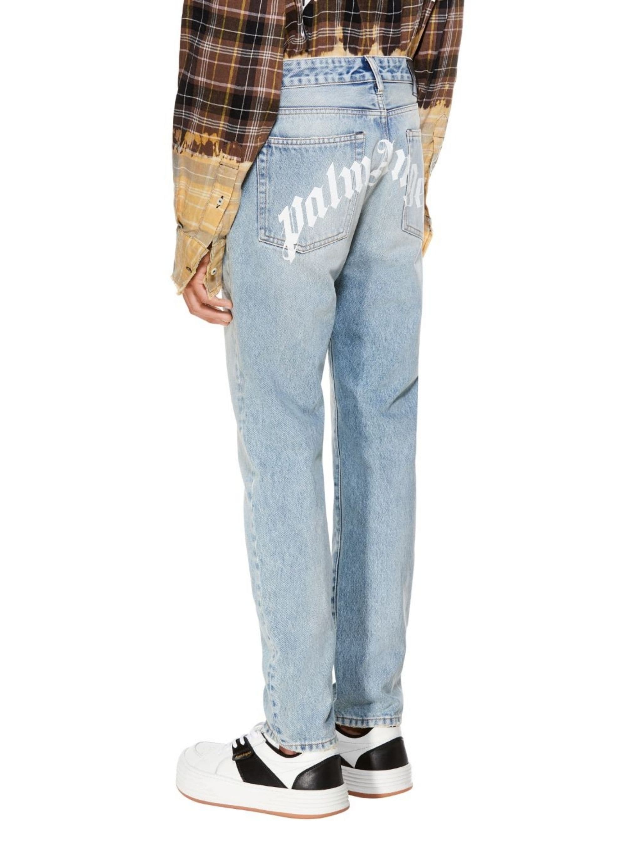 curved-logo print jeans - 5