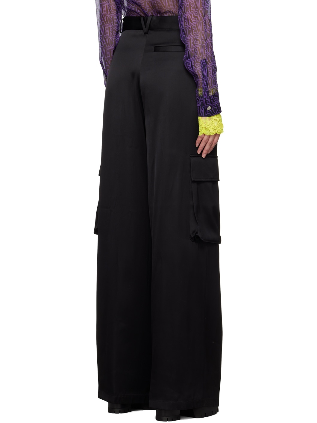 Black Cargo Pocket Trousers - 3