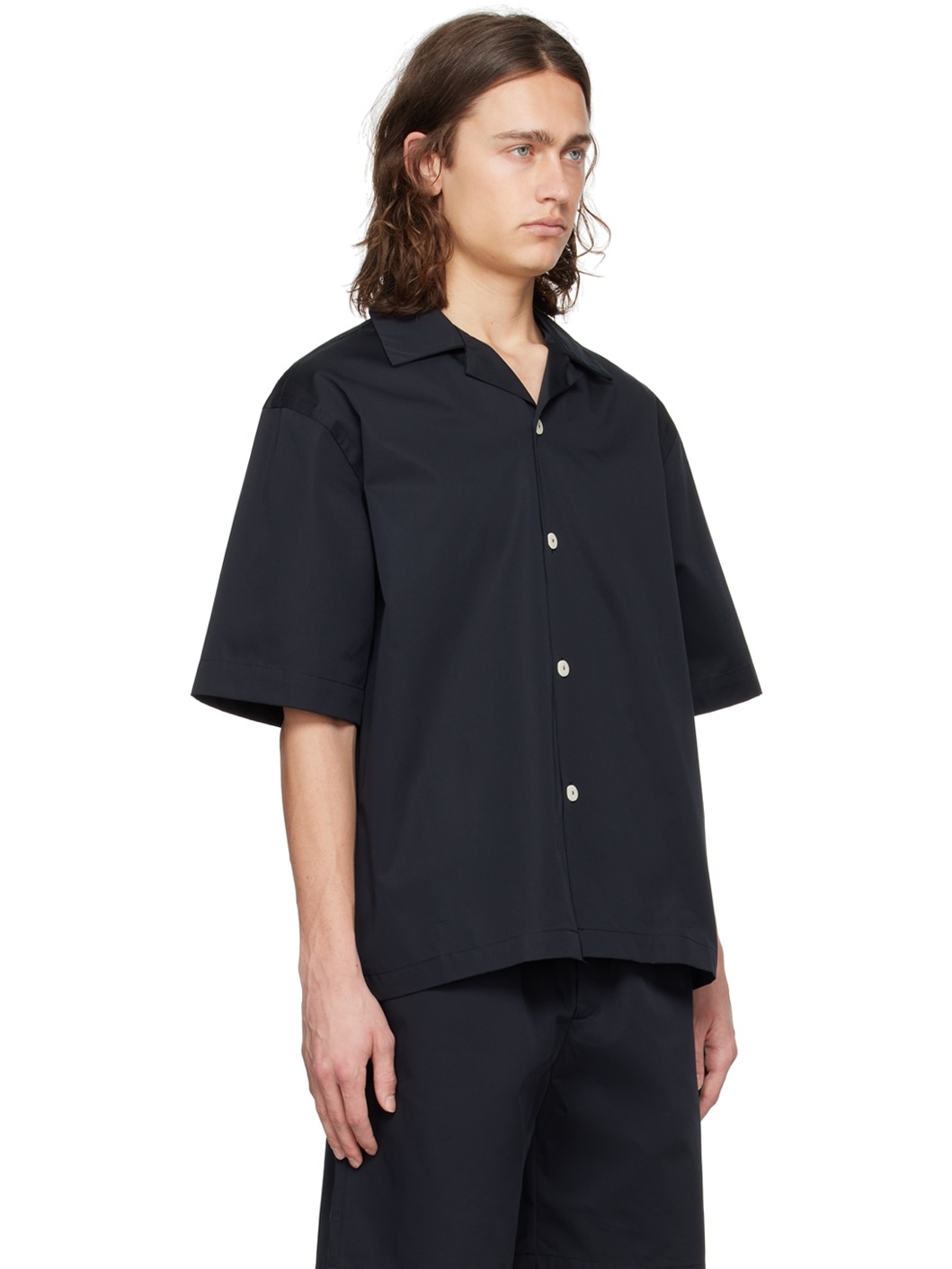 Black Camp Collar Shirt - 2