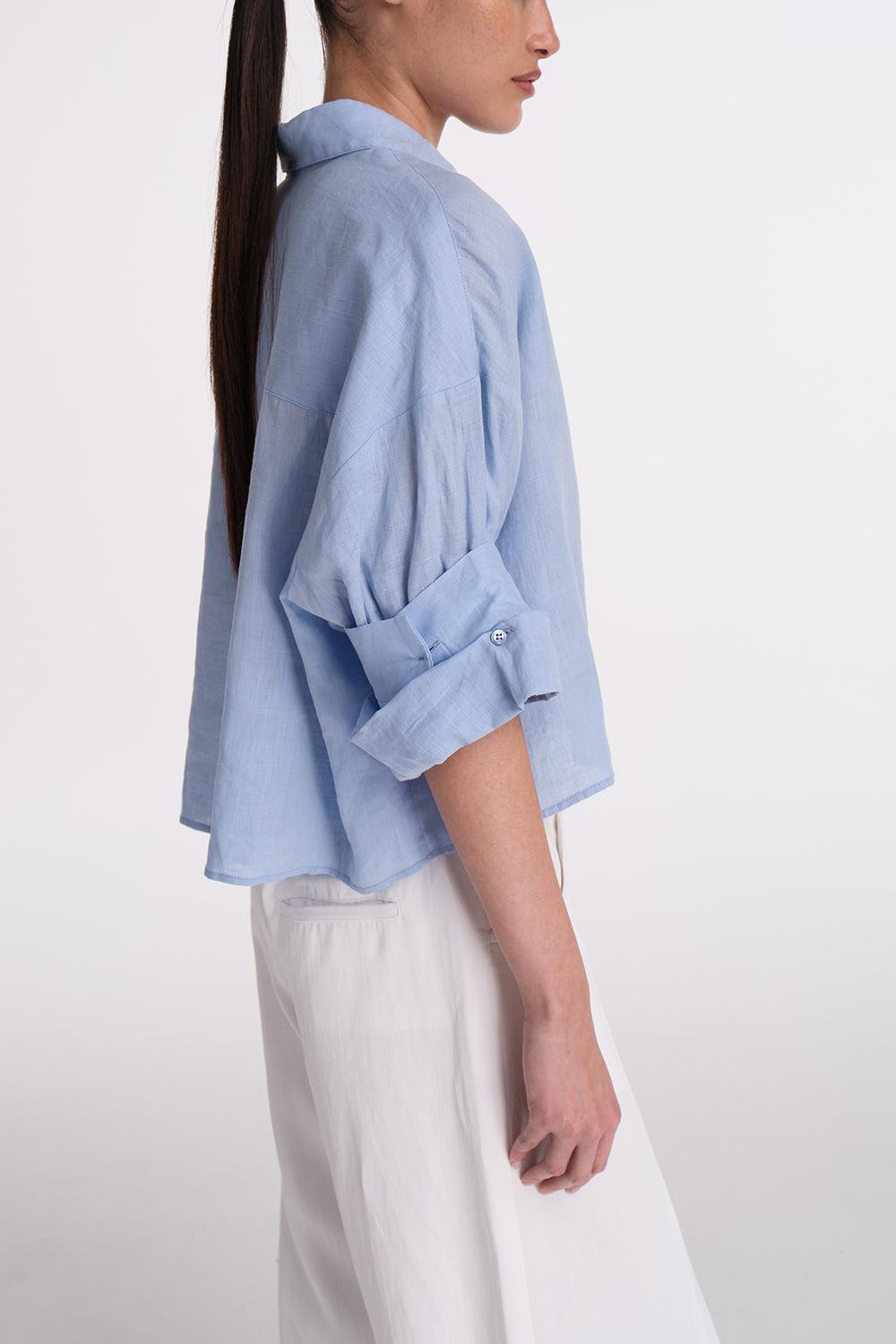 Next Ex Linen Shirt - Baby Blue - 5