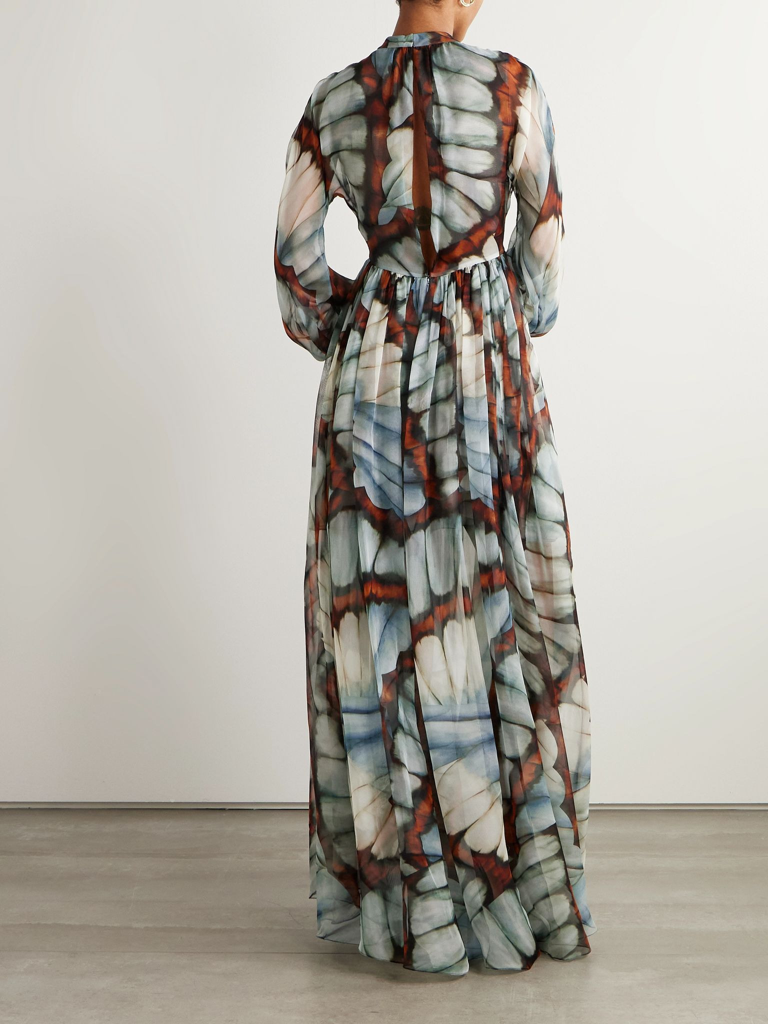 Printed silk-chiffon gown Blue - 3