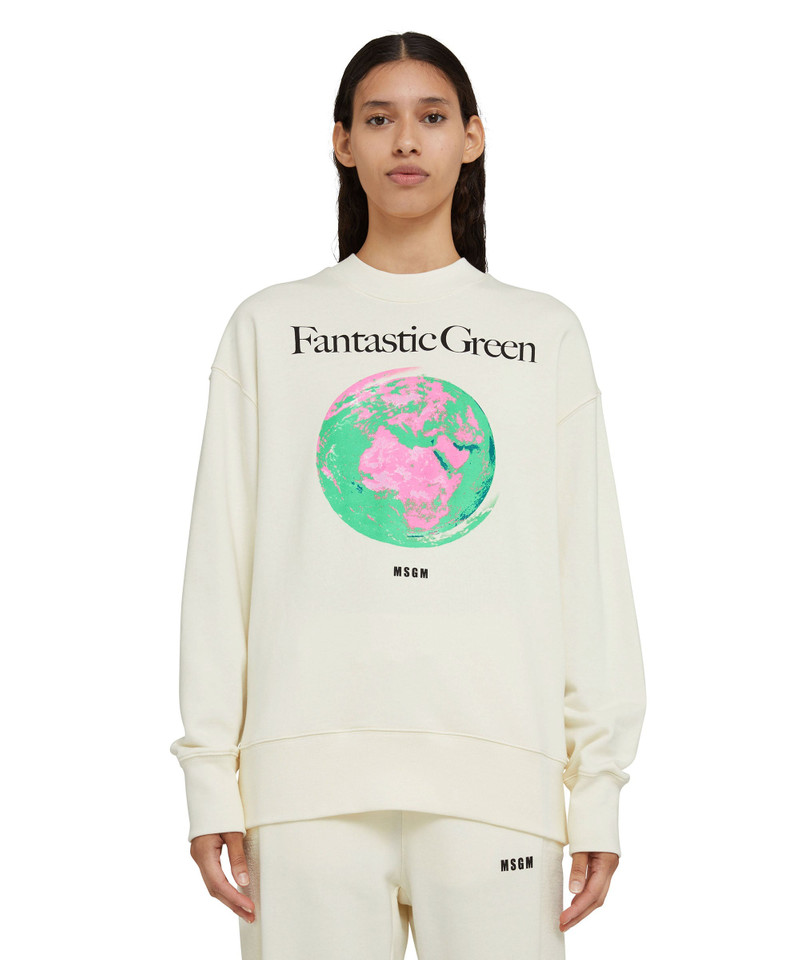 Organic cotton crewneck sweatshirt from the MSGM Fantastic Green Capsule 6