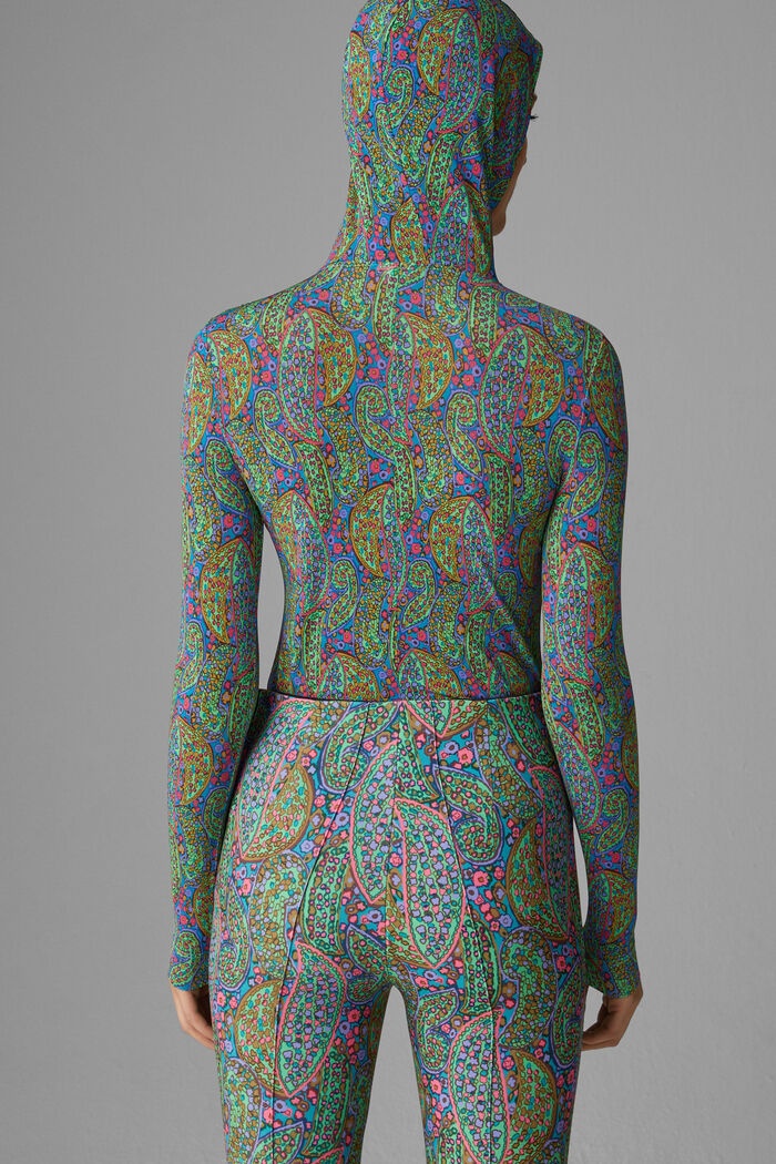 Oliana Hooded long-sleeve top in Green/Violet - 3