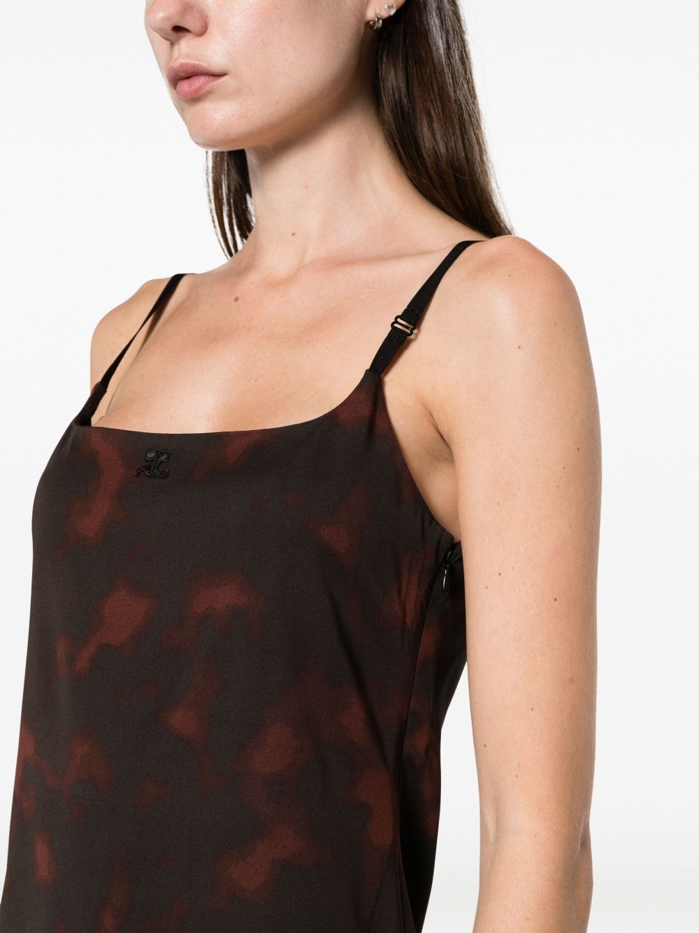 tortoiseshell effect sleeveless mini dress - 5