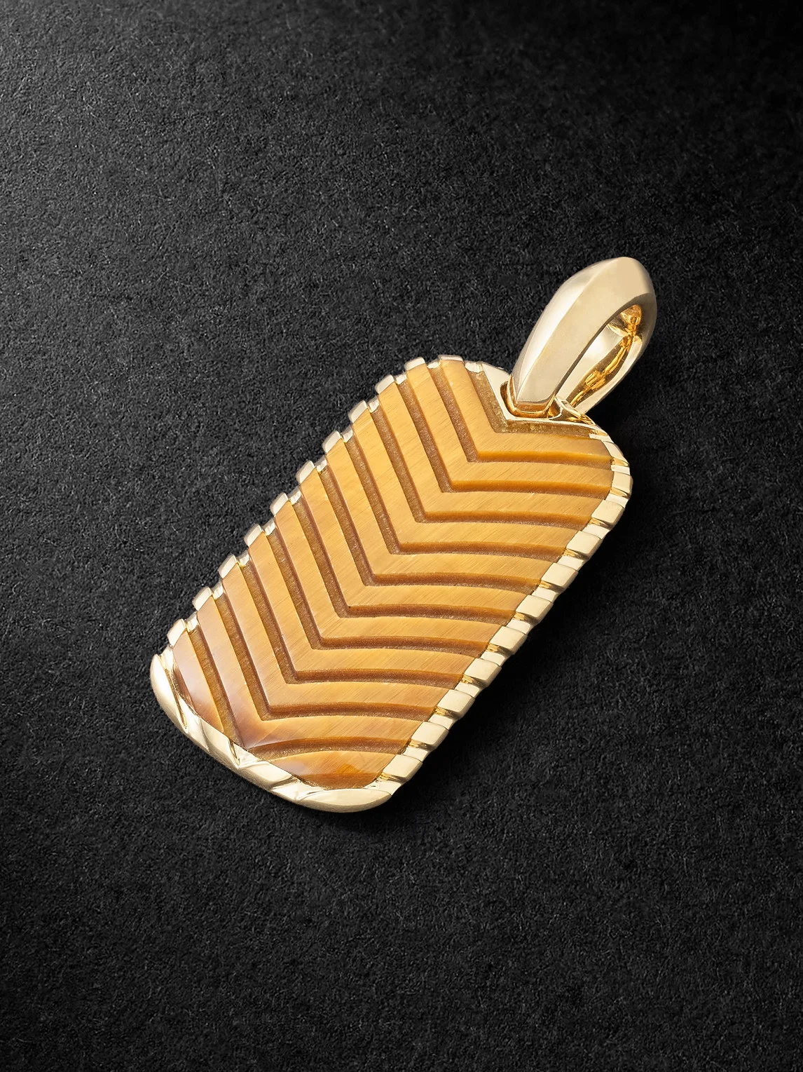 Chevron 18-Karat Gold Tiger's Eye Pendant - 1