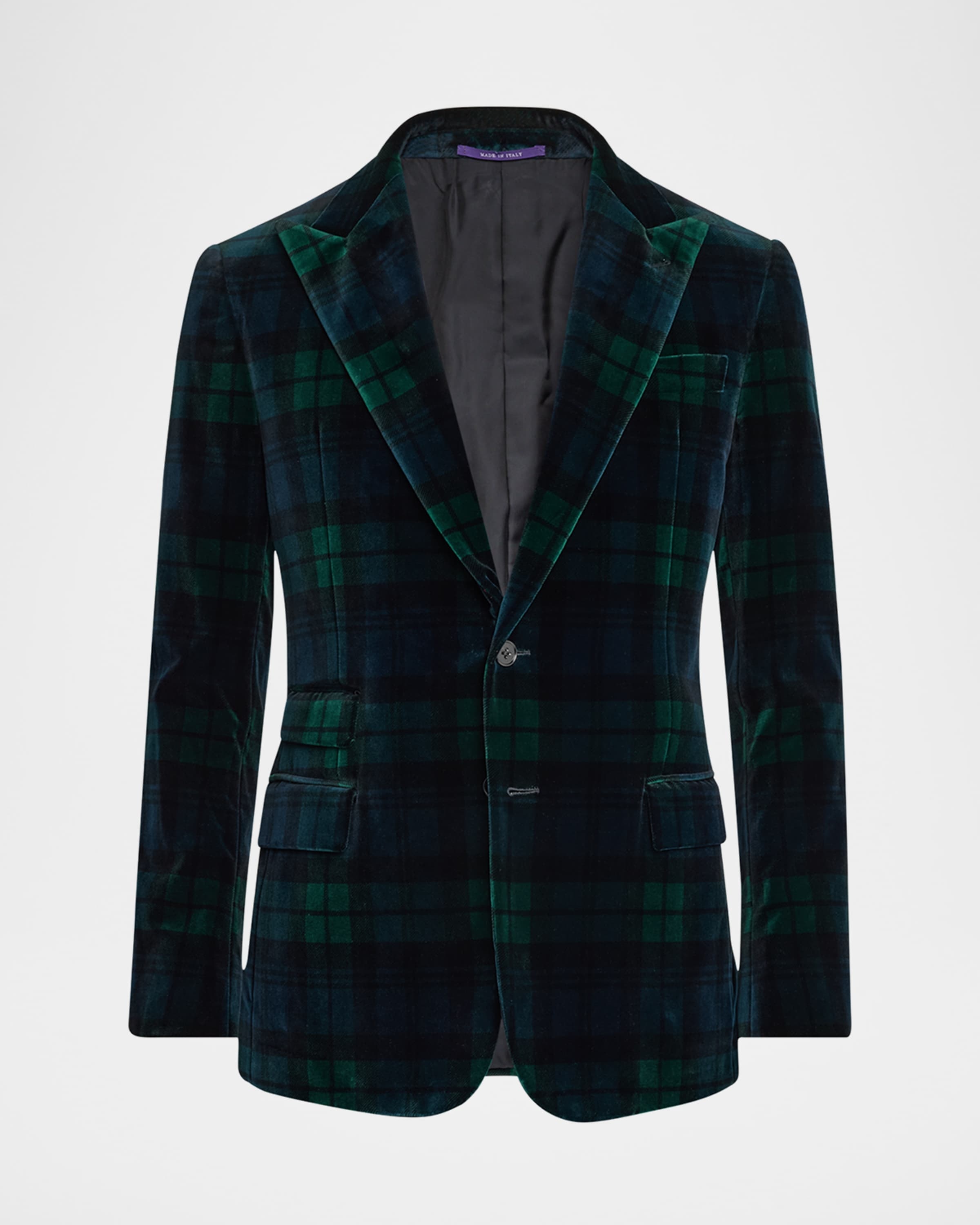 Men's Kent Hand-Tailored Plaid Velvet Sport Coat - 2