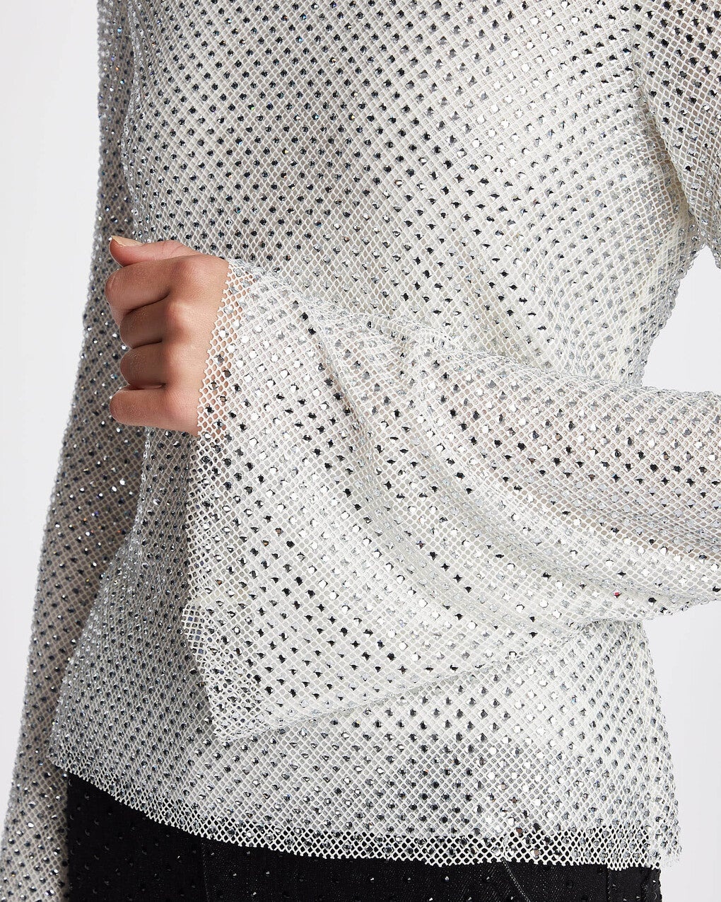 Top Silver Rhinestone Fishnet  Silver - 5