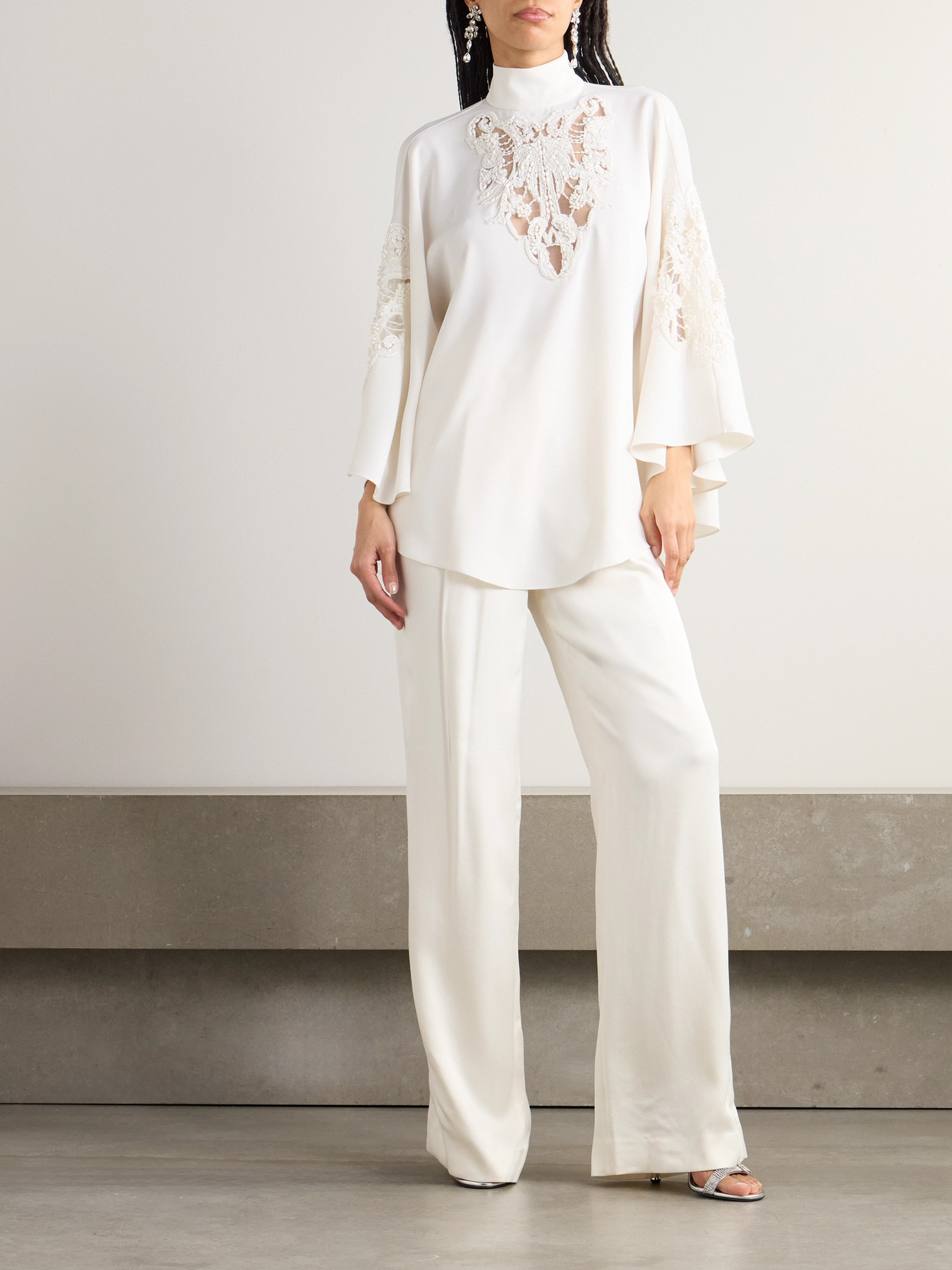 Embellished Tulle-panelled Cady Blouse - 2
