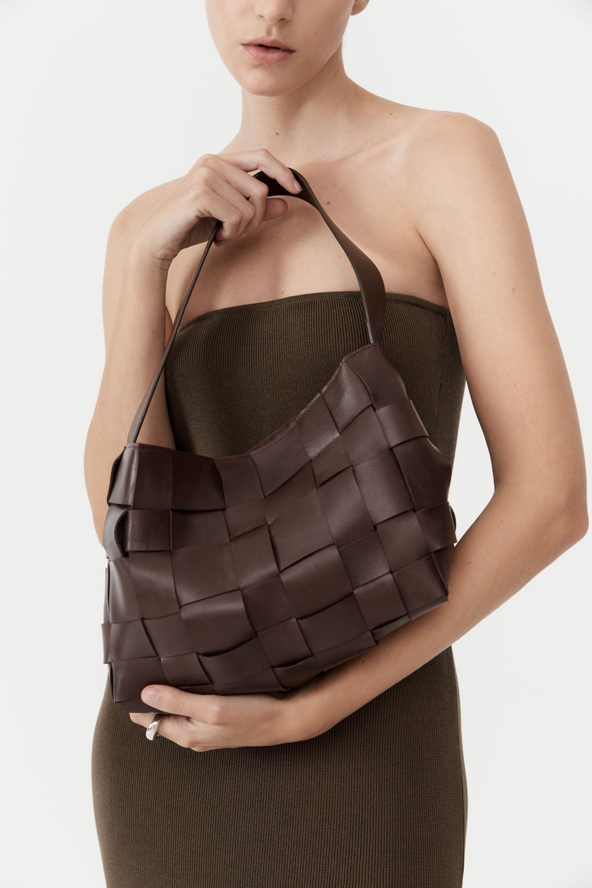 Woven Mini Tote - Chocolate - 1
