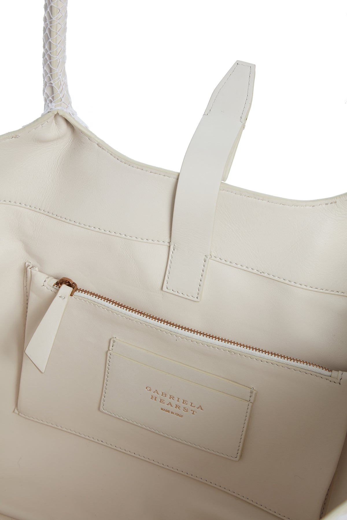 Mcewan Tote Bag in Ivory Leather with Cotton Macrame - 4