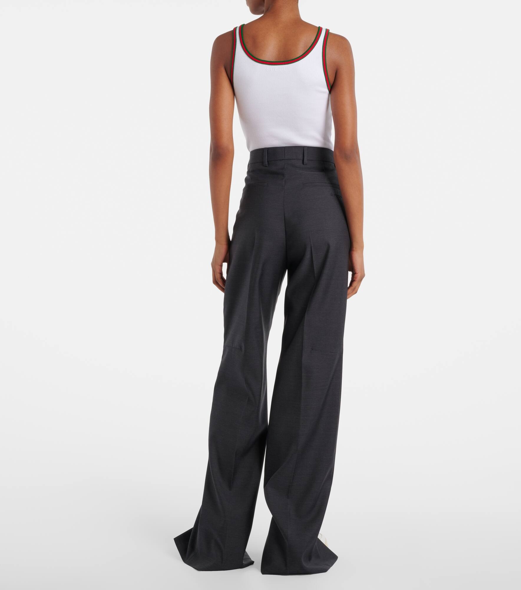 Low-rise wool straight pants - 3