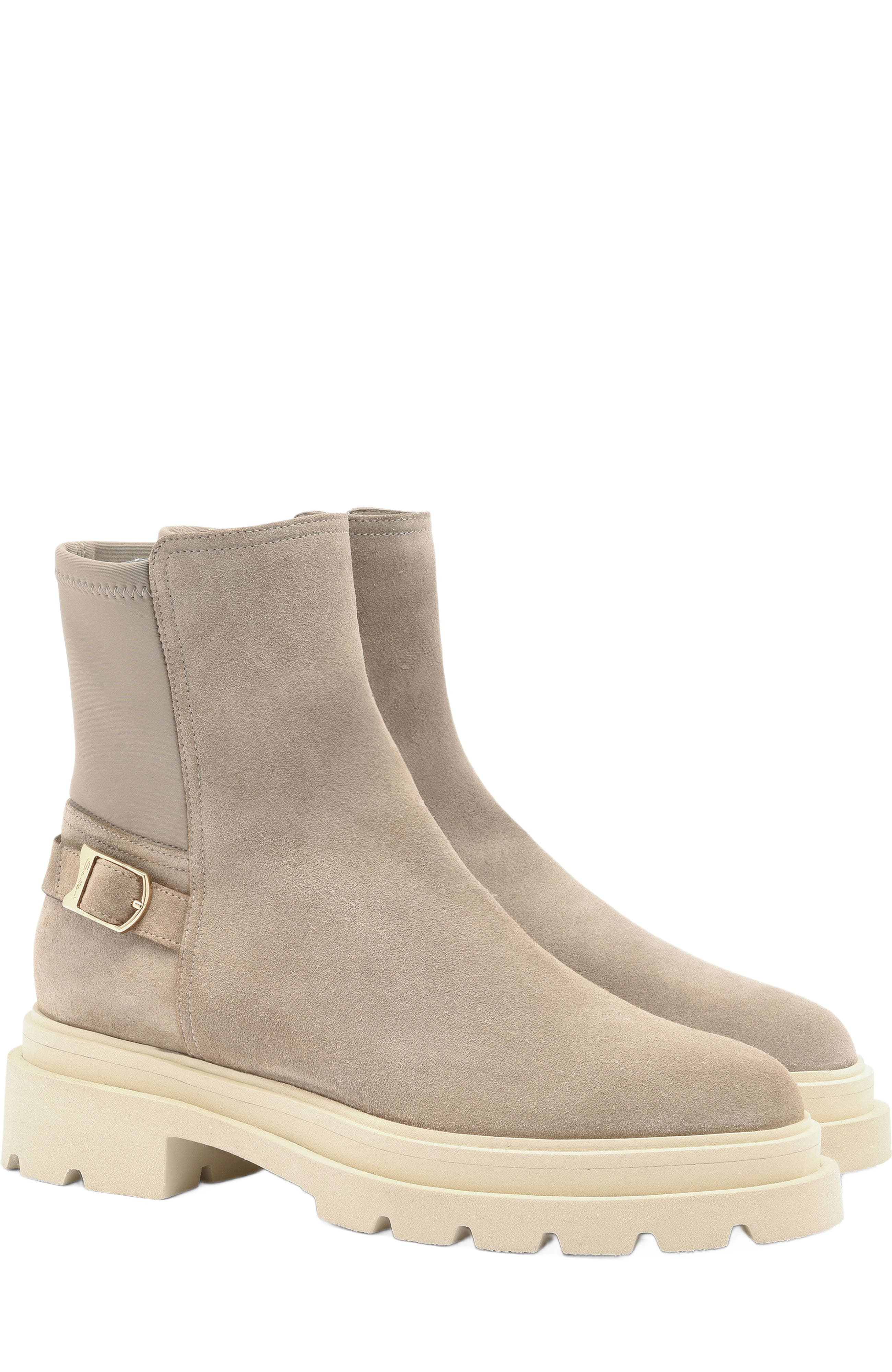 Santoni Women's beige suede ankle boot in Natural at Nordstrom - 3