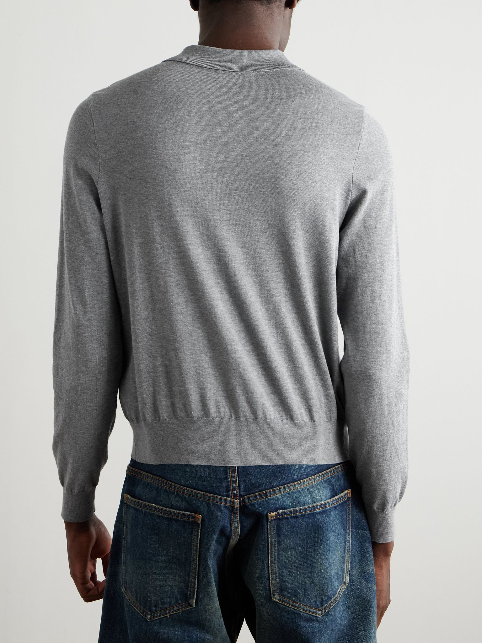 Logo-Embroidered Cotton Polo Shirt Gray - 3