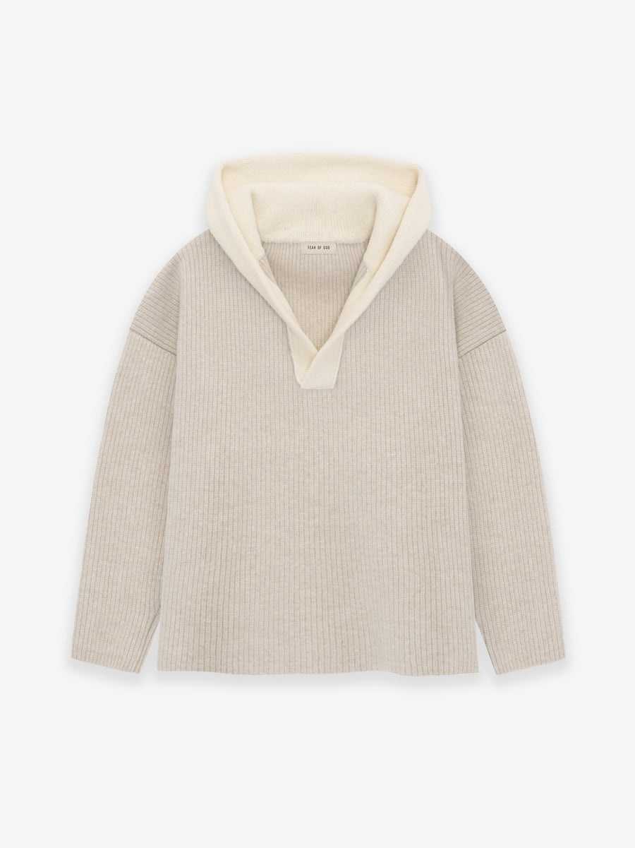 Wool V-Neck Hoodie - 1