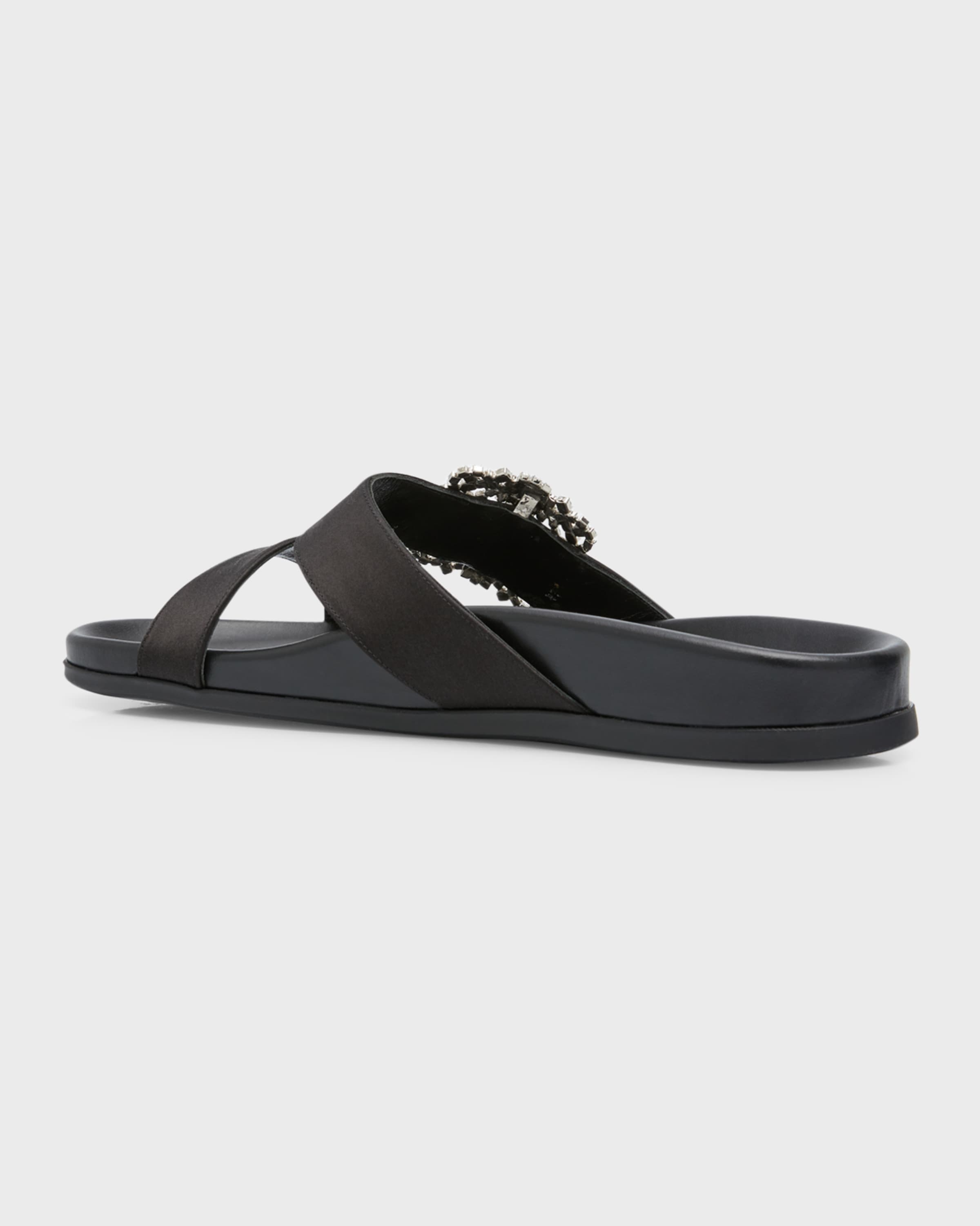 Manolo Blahnik Chilanghi Crystal Buckle Slide Sandals