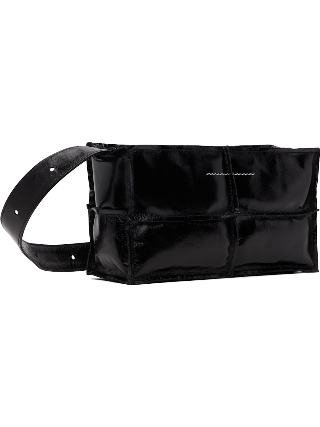 Black Wrinkled Leather Bag - 3