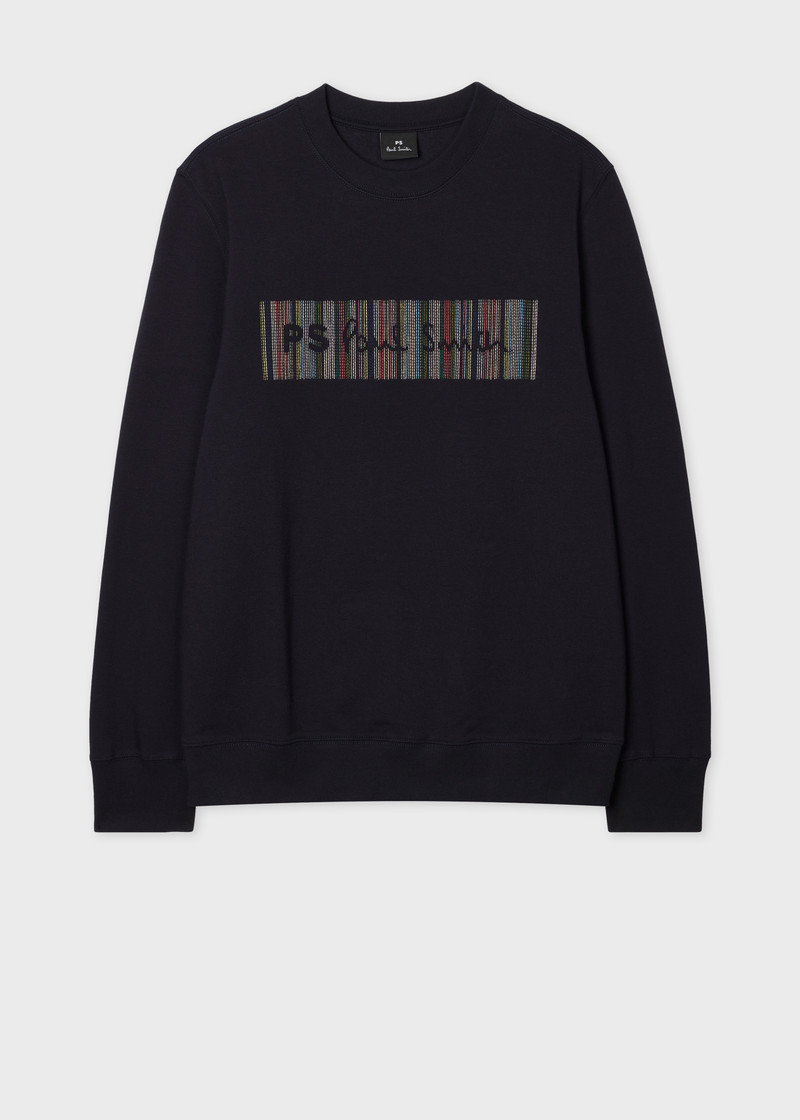 Navy Embroidery Logo Cotton-Blend Sweatshirt 1