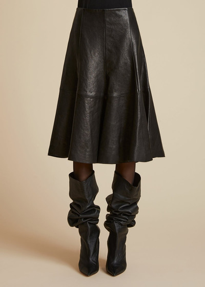 KHAITE The Lennox Skirt in Black Leather outlook