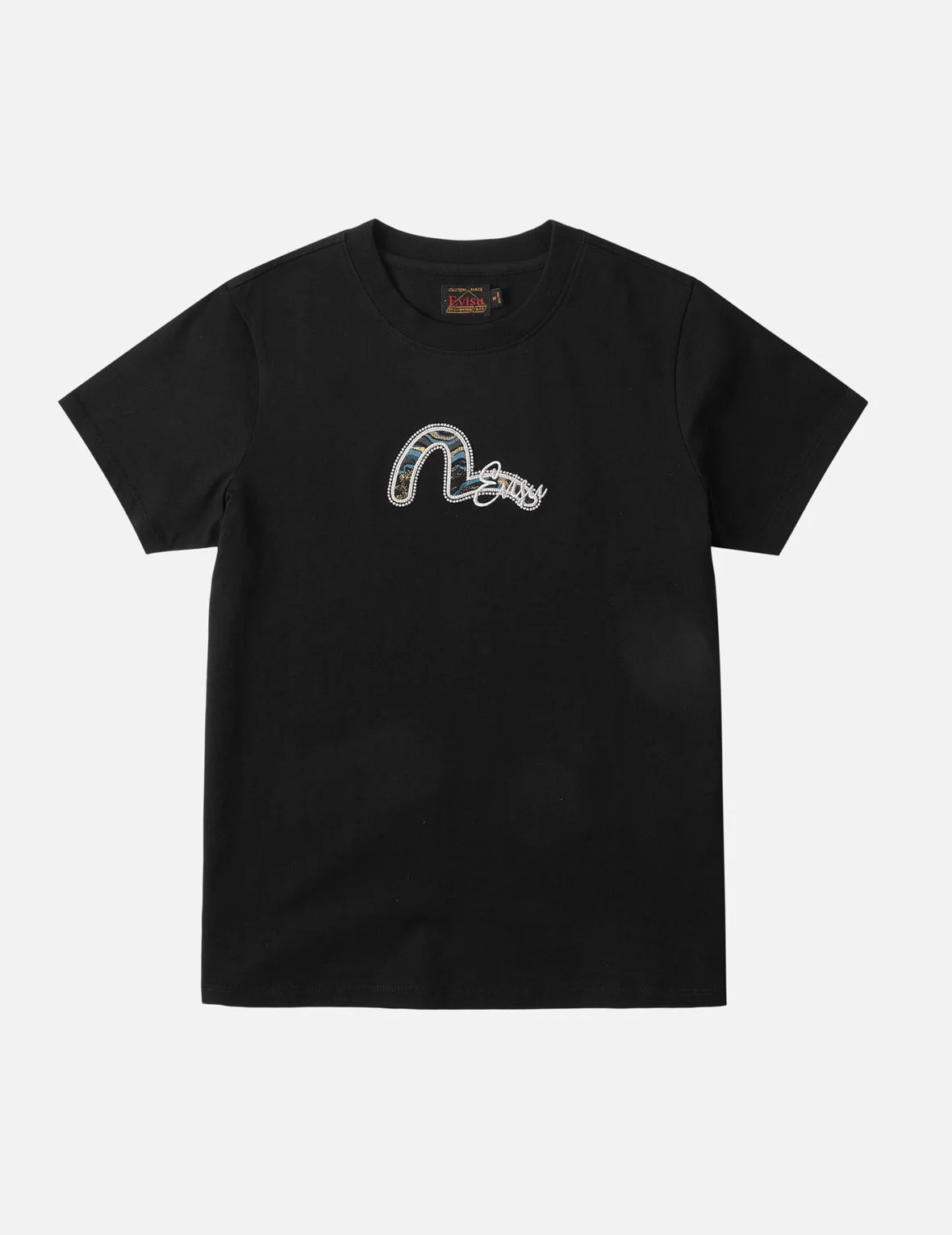 Water-marble Seagull Brocade Applique Embroidered T-Shirt - 1