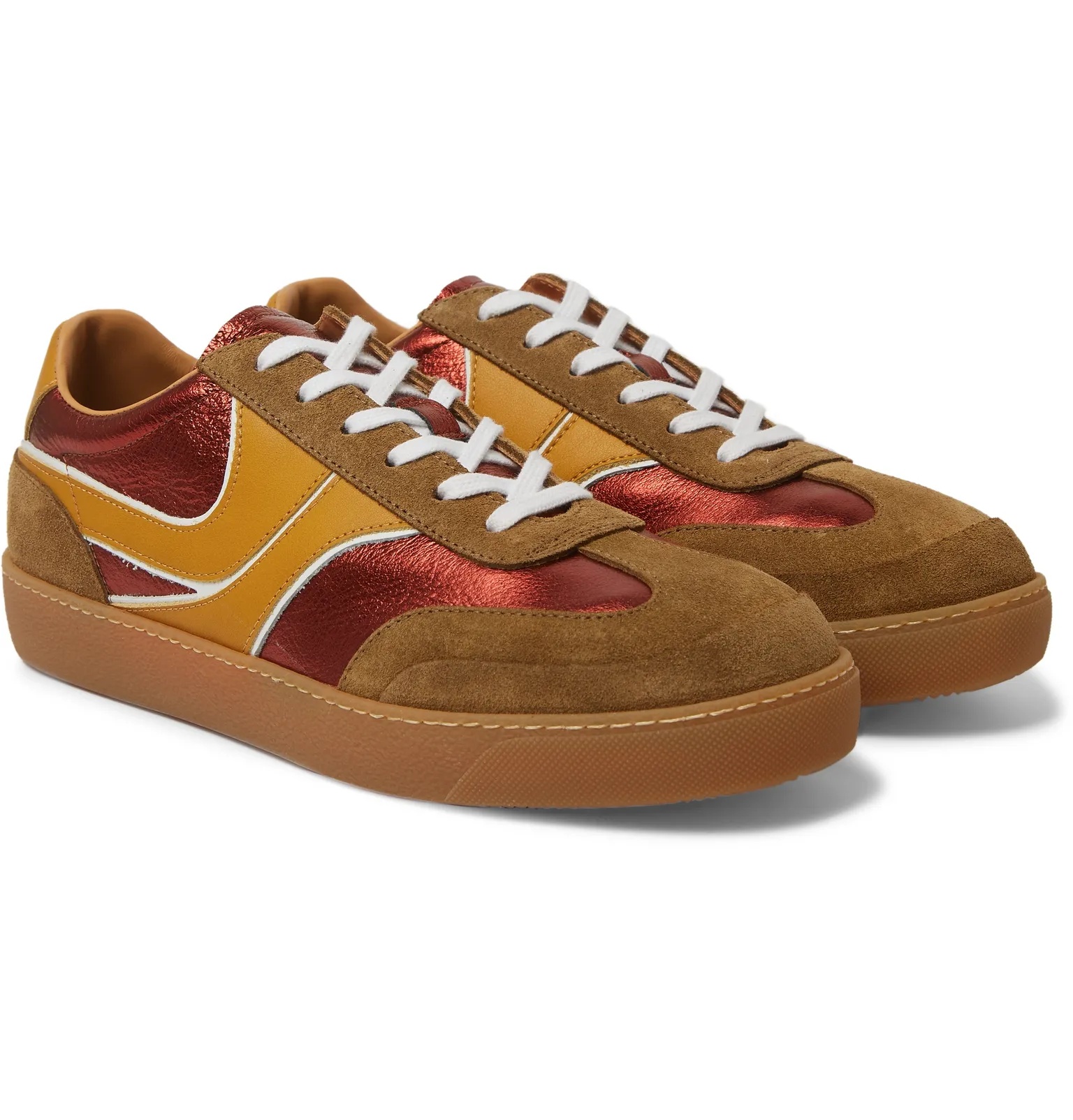 Panelled Suede and Leather Sneakers - 8