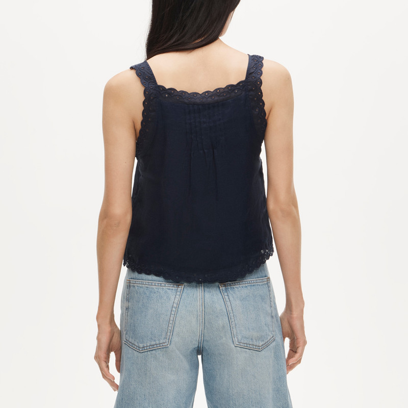 Scallop-trim tank top in ramie 5