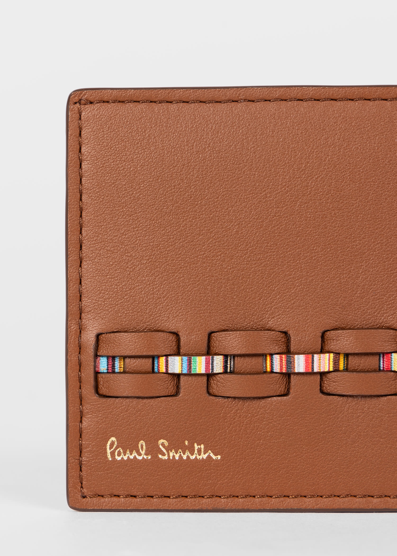 Woven Front Calf Leather Credit Card Holder - 2